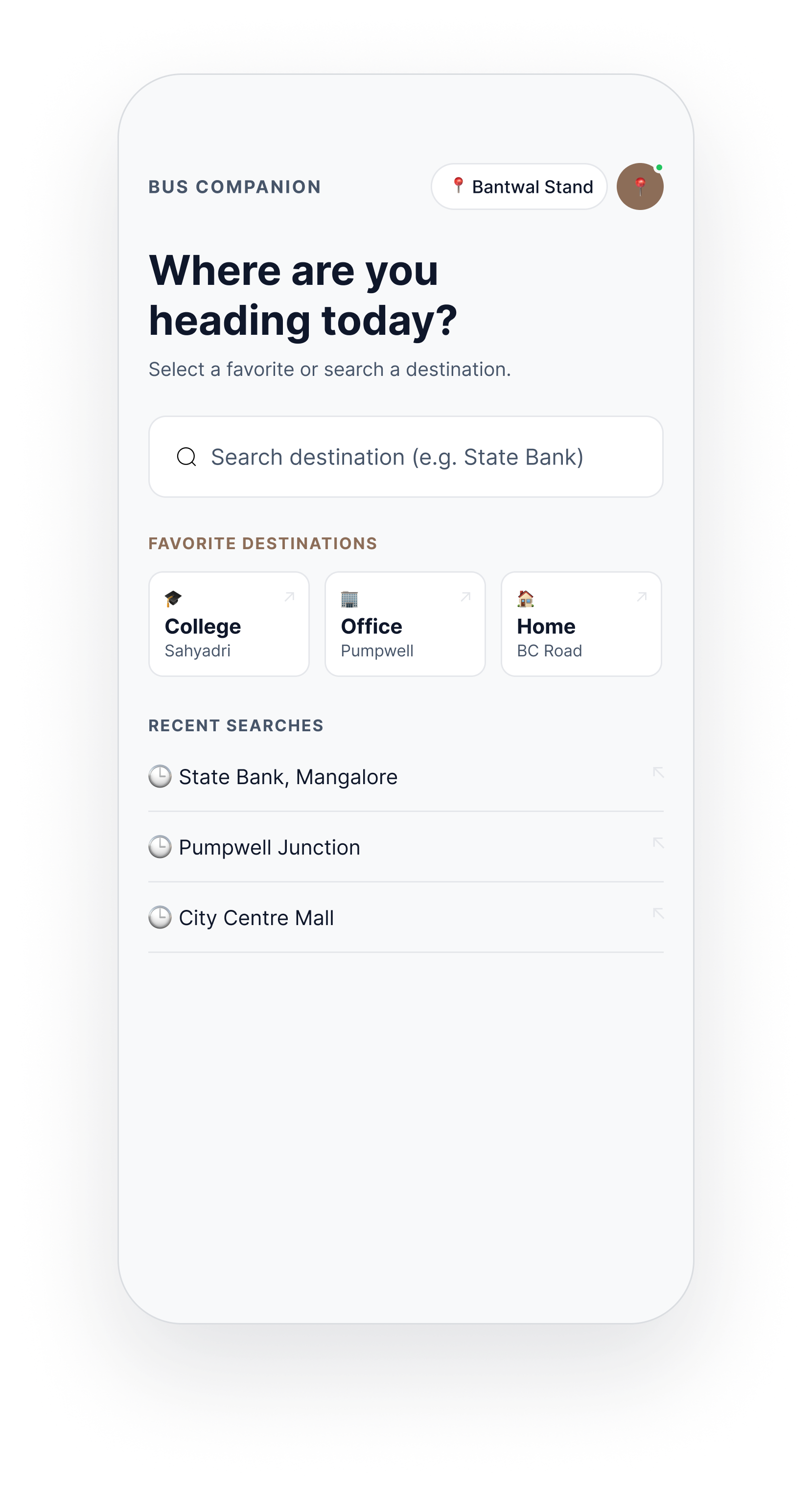 Home screen with location detected